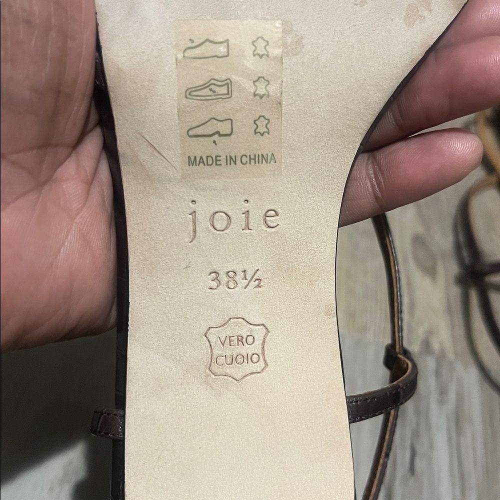 Joie brown Croc-Embossed Leather Slingback Sandals size 8.5 (38 1/2) kitten heel - Picture 9 of 10